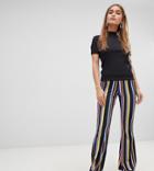 Asos Design Petite Flare Pants In Multi Stripe