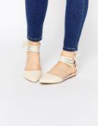 New Look Lace Up Pointed Flat - Beige