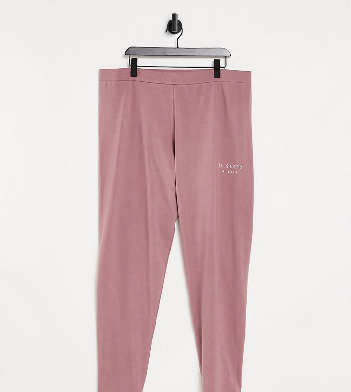 Il Sarto Curve Logo Leggings In Dusky Violet - Part Of A Set-purple