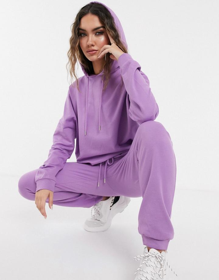 Asos Design Tracksuit Hoodie / Slim Jogger With Tie-purple
