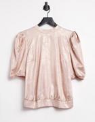Oasis Satin Top With Foil Print In Gold