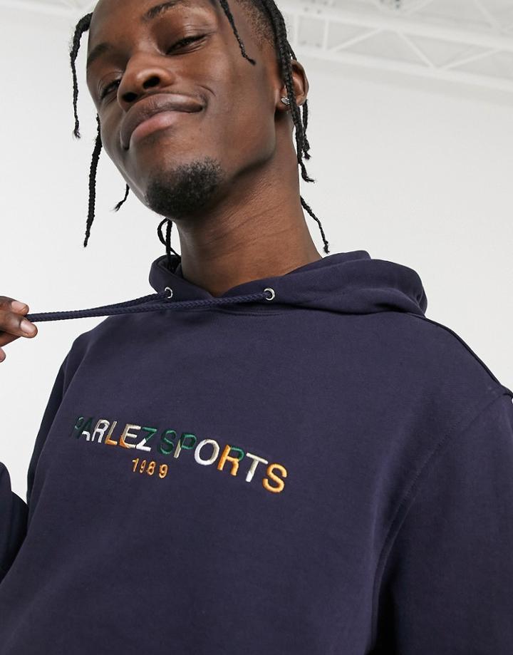 Parlez Nelson Embroidered Hoodie In Navy