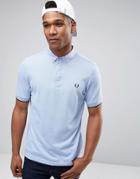 Fred Perry Slim Pique Polo Shirt Woven Buttondown Collar In Blue - Blu