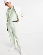 Asos Design Set Heavy Rib Oversized Sweatpants With Pin Tucks In Mint Green