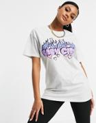 Hnr Ldn Oversized T-shirt With Baby Girl Graphic Print In White-grey