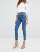 Miss Selfridge Frayed Hem Skinny Jeans - Blue