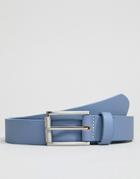 Asos Design Wedding Faux Leather Slim Belt In Light Blue - Blue