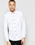 Asos Oxford Shirt In White With Contrast Buttons In Regular Fit - White