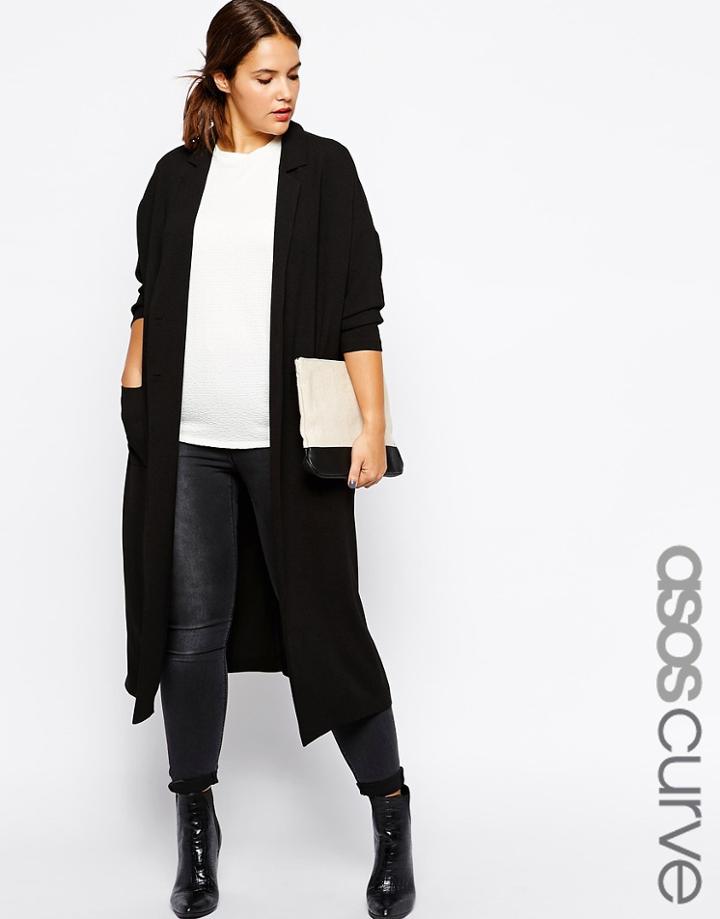 Asos Curve Longline Duster Jacket - Black