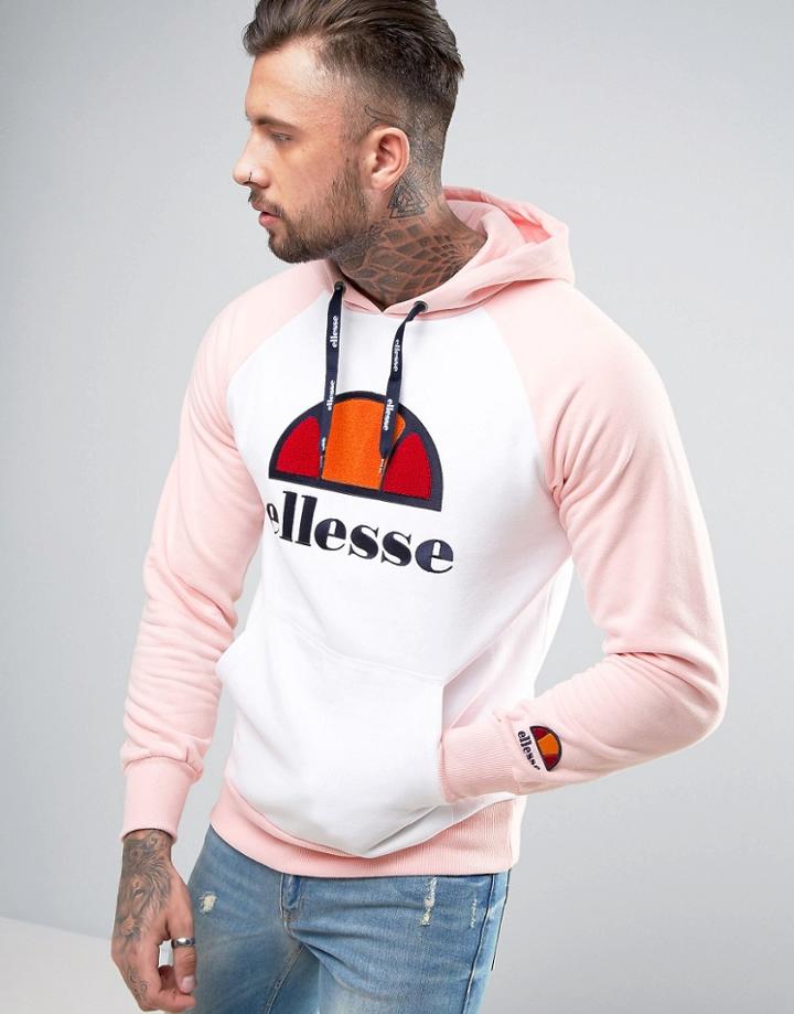 Ellesse Raglan Hoodie With Large Logo - Pink