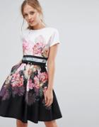Ted Baker Painted Posie Border Skater Dress - Multi