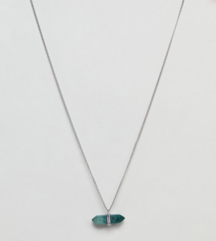 Reclaimed Vintage Inspired Moss Agate Necklace Exclusive To Asos - Silver