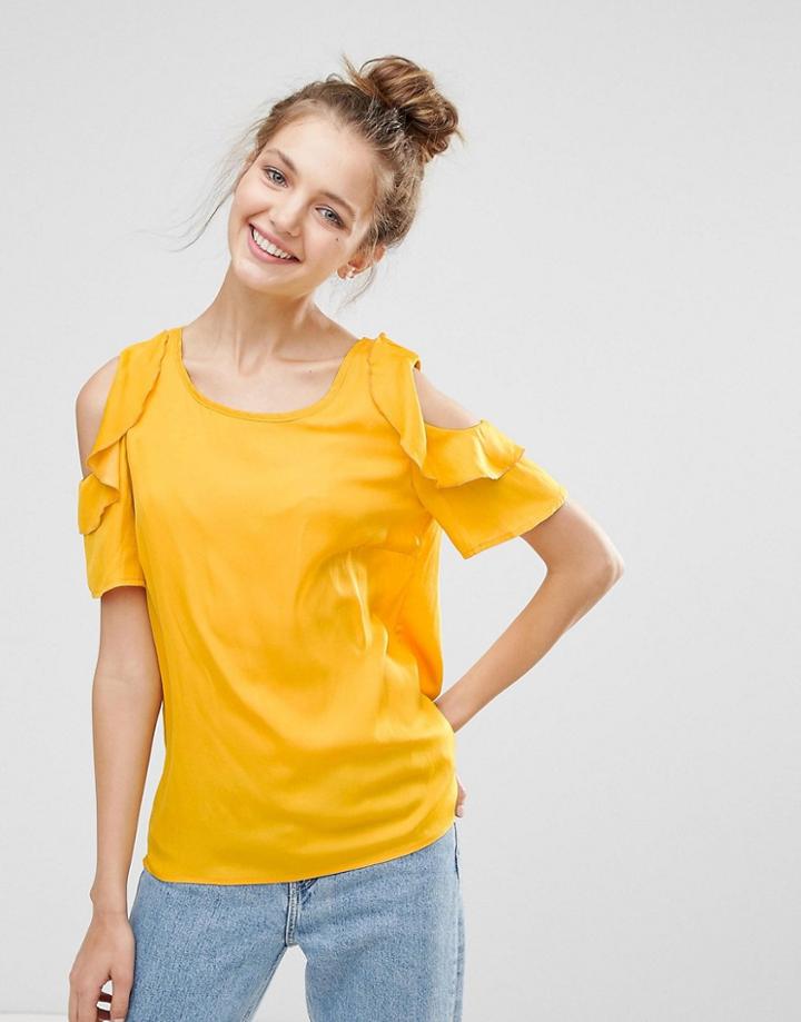 B.young Ruffle Sleeve Top - Yellow