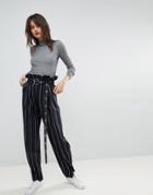 Hugo Stripe Peg Pants With Eyelet Belt - Navy