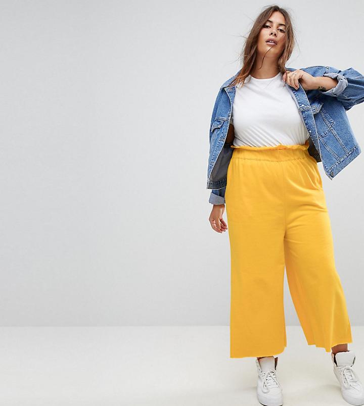 Asos Curve Wide Leg Jogger - Yellow