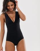& Other Stories V-neck Swimsuit In Black - Black