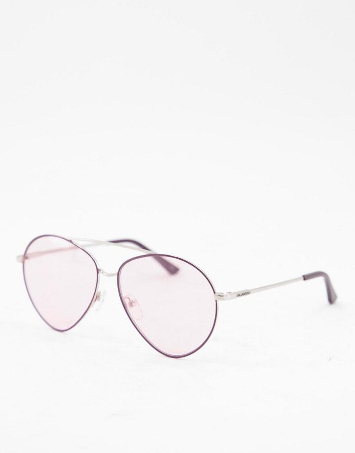 Karl Lagerfeld Kl275s Aviator Style Sunglasses-pink