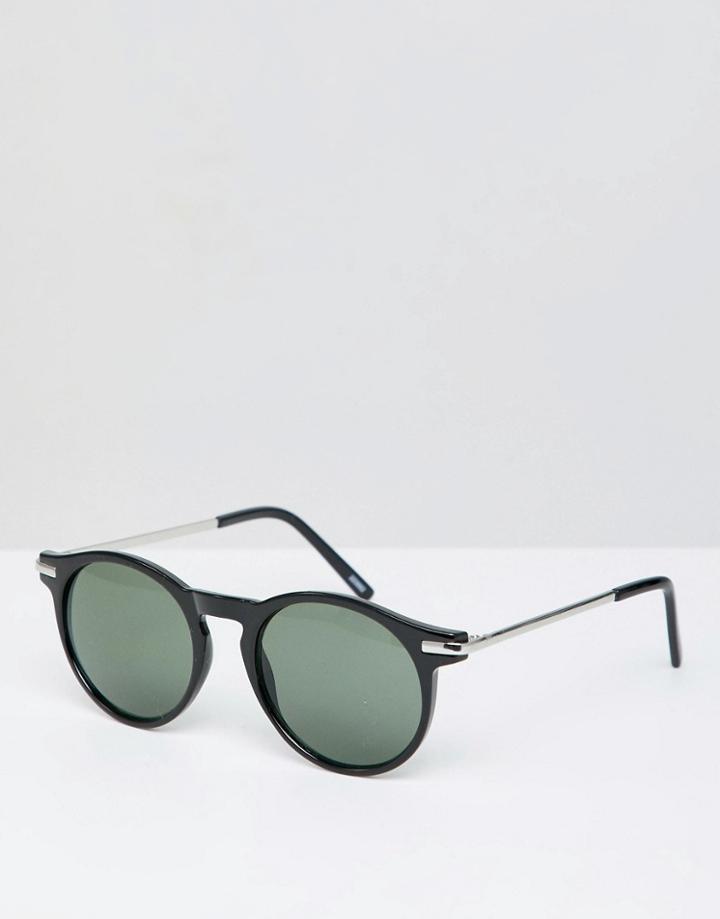 Monki Metal Arm Sunglasses In Black - Brown