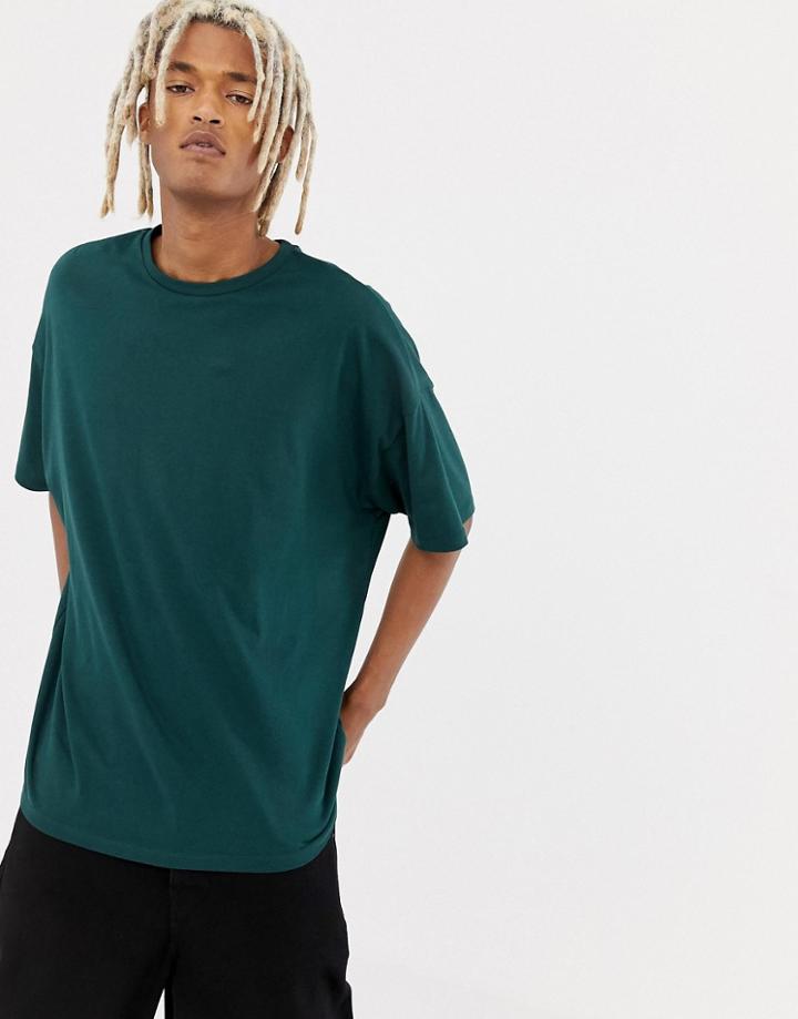 Asos Design Organic Oversized T-shirt With Crew Neck In Green - Green