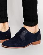 Asos Derby Shoes In Navy Suede And Leather - Navy