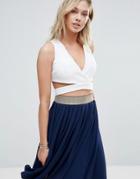 Wal G Cross Front Crop Top - White