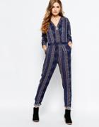 Pepe Jeans Print Jumpsuit With Long Sleeve - Multi