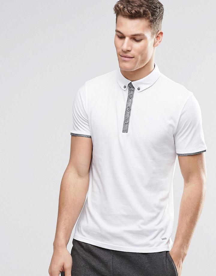 Boss Orange Polo Shirt With Contrast Placket In White - White