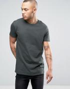 Asos Longline T-shirt With Crew Neck - Green