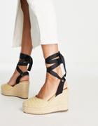 Asos Design Treasure Closed Toe Wedges In Natural Fabric-neutral