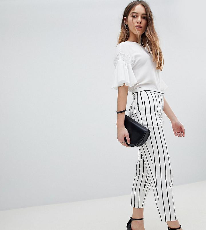 Asos Design Petite Tailored Linen Cigarette Pants In Stripe - Multi