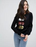 Brave Soul Ho Ho Ho Holidays Sweater With Sequins - Black