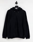 Asos Design Oversized Hoodie In Black Fleece