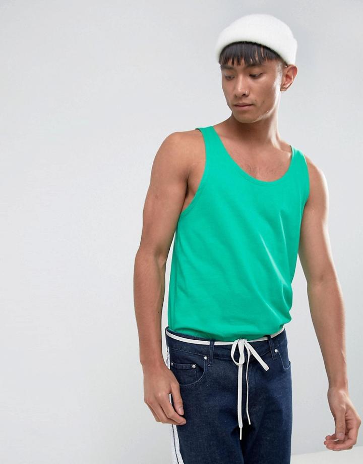 Asos Tank In Skater Fit In Green - Green