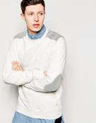 Bellfield Sweatshirt With Textured Shoulder Patches - Ecru