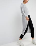 Asos White Extreme Dipped Hem Knitted Sweater - Gray