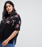 Asos Design Curve T-shirt With Embroidery - Black
