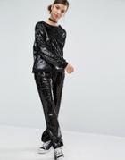 Daisy Street Wide Leg Pants In Sequin - Black