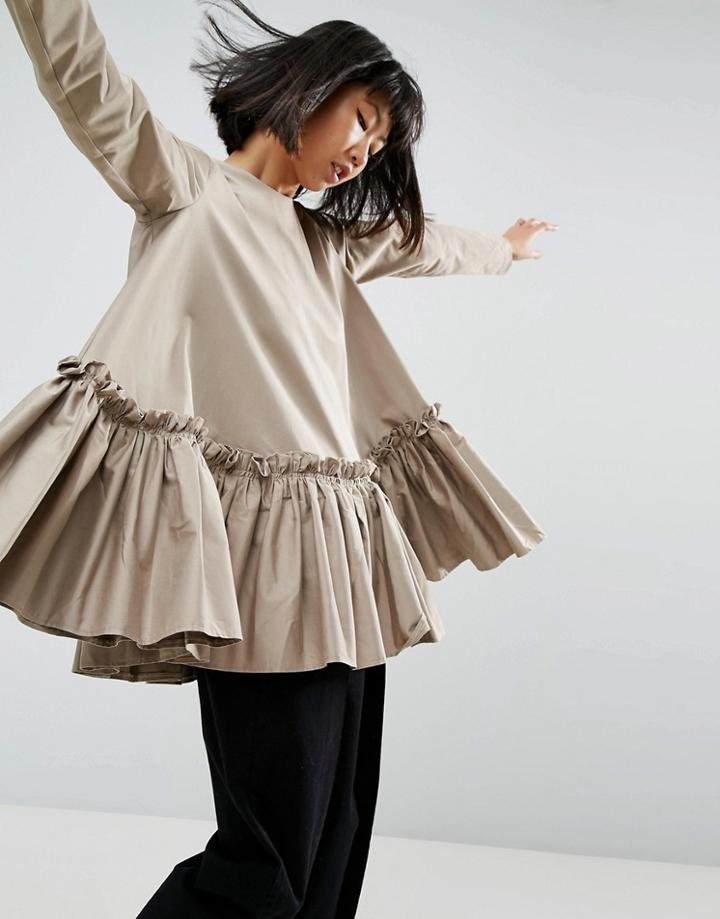 Asos White Extreme Trapeze Tunic Top - Brown