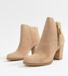 Aldo Leather Heeled Ankle Boot - Beige