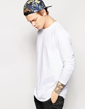 Asos Longline Skater Long Sleeve T-shirt - White