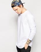 Asos Longline Skater Long Sleeve T-shirt - White