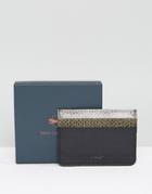 Paul Costelloe Leather Card Holder Black With Silver And Animal Contra