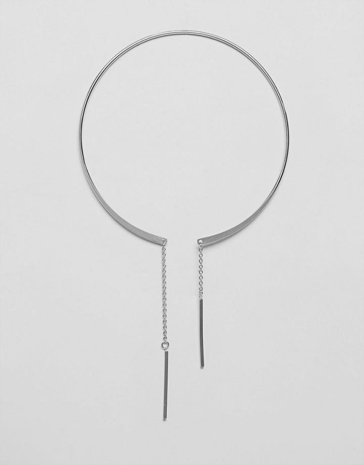 Nylon Collar Torque Necklace - Silver