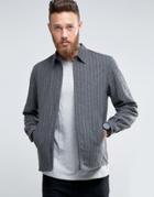 Hoxton Shirt Company Slim Shacket With Zip In Pinstripe - Gray