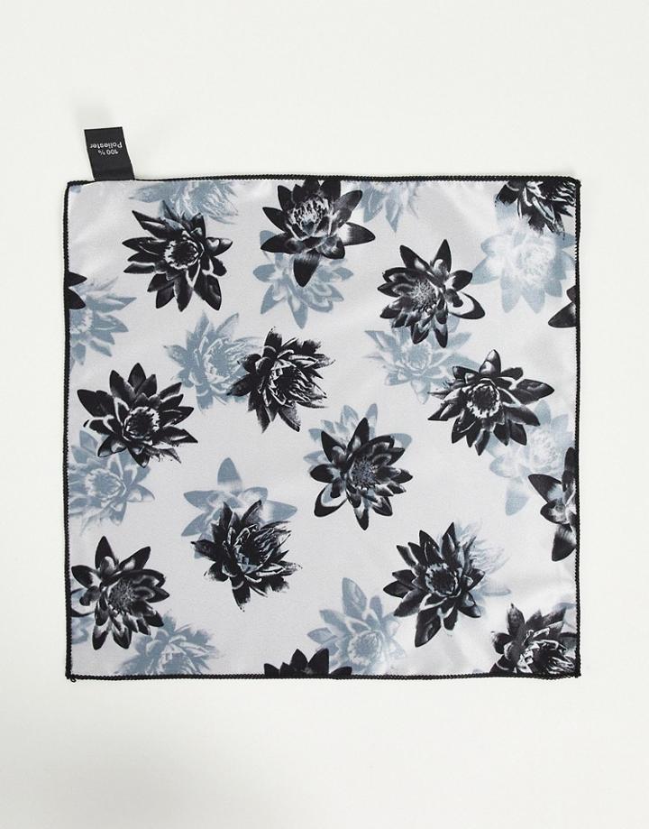 Bolongaro Trevor Pocket Square In Gray Floral-grey