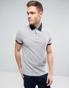 Tommy Hilfiger Contrast Cuff Polo Logo Collar Reverse Slim Fit In Gray Marl - Gray