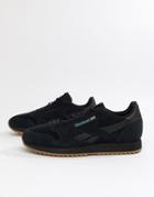 Reebok Cl Suede Mu Ripple Sneakers In Triple Black