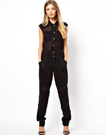 Asos Jumpsuit With Mesh Panel Detail