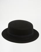 Asos Flat Top Hat With Narrow Brim - Black