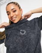 Asos Weekend Collective Oversized T-shirt Set With Gloss Print Logo In Charcoal-gray